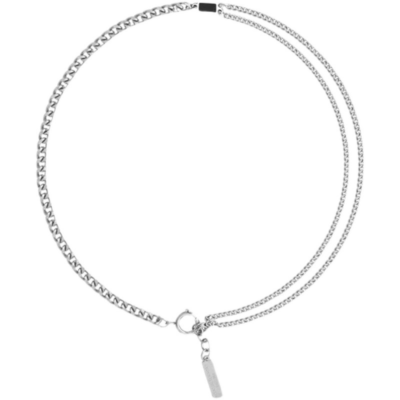 Casual Hip Hop Geométrico Acero Titanio Doble Capa Barniz De Estufa Metal Hombres Collar De Cadena Collares De Cadena Para Hombre display picture 5