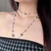 新品明星款满天星珍珠项链女轻奢小众设计高级感时尚多叠戴毛衣链