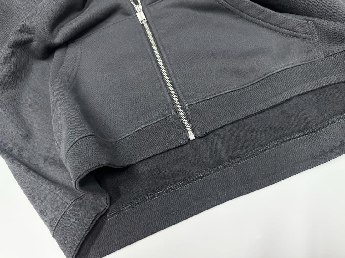 Sweat à capuche zippé vintage avec patch imprimé unisexe_voghion.com