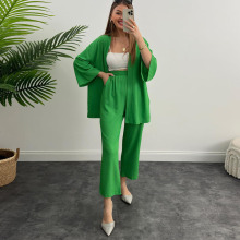 现货2024跨境外贸欧美套装女春季高级感时尚休闲女士女装两件套