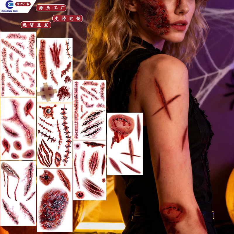 Halloween Tattoo Stickers Halloween Set Spider Blood Hole Scar Halloween Masquerade Tattoo Halloween Tattoo Stickers Halloween Set Spider Blood Hole Scar Halloween Masquerade Tattoo