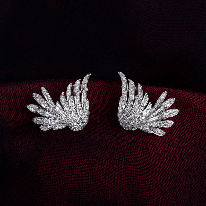 1 Pair Modern Style Angel Inlay Copper Zircon Ear Studs display picture 1