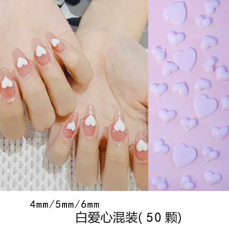 Mini cuidado Blanco Amor corazón diamante clavo celebridad en línea accesorios tridimensionales decoración joyería de uñas corazón caliente fondo plano