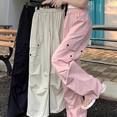 美式复古街头工装裤女秋季薄款潮流hiphop高街嘻哈爵士舞休闲阔腿