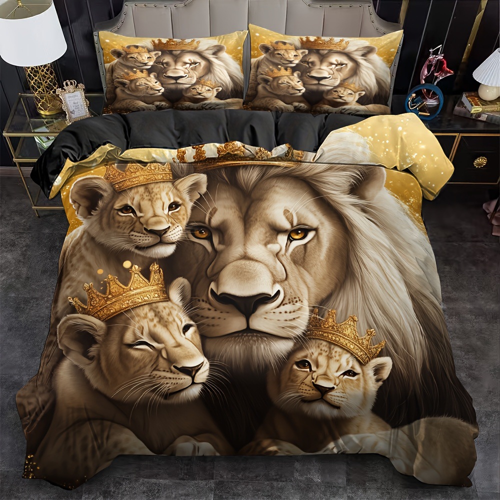 TEMU / JIT transfronterizo abrasivo textil doméstico impresión digital león colcha de cama Kit piel transpirable para diseñar