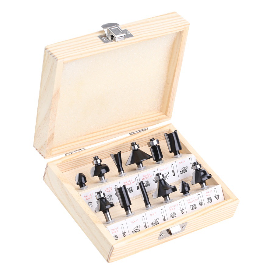 Negro 6-MANGO 12-pieza caja de madera traje de embalaje máquina de corte de carpintería herramienta de fresado fábrica de corte directo traje de cabeza de corte