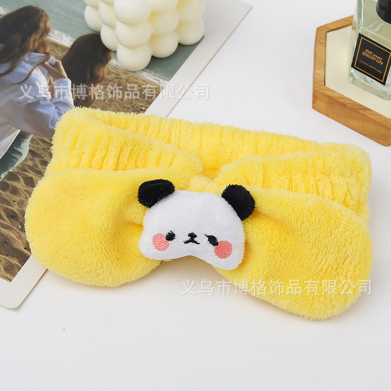 Dibujos animados tridimensional lindo felpa muñeca Panda arco cara lavado banda de pelo ancho borde diadema maquillaje femenino accesorios para el cabello