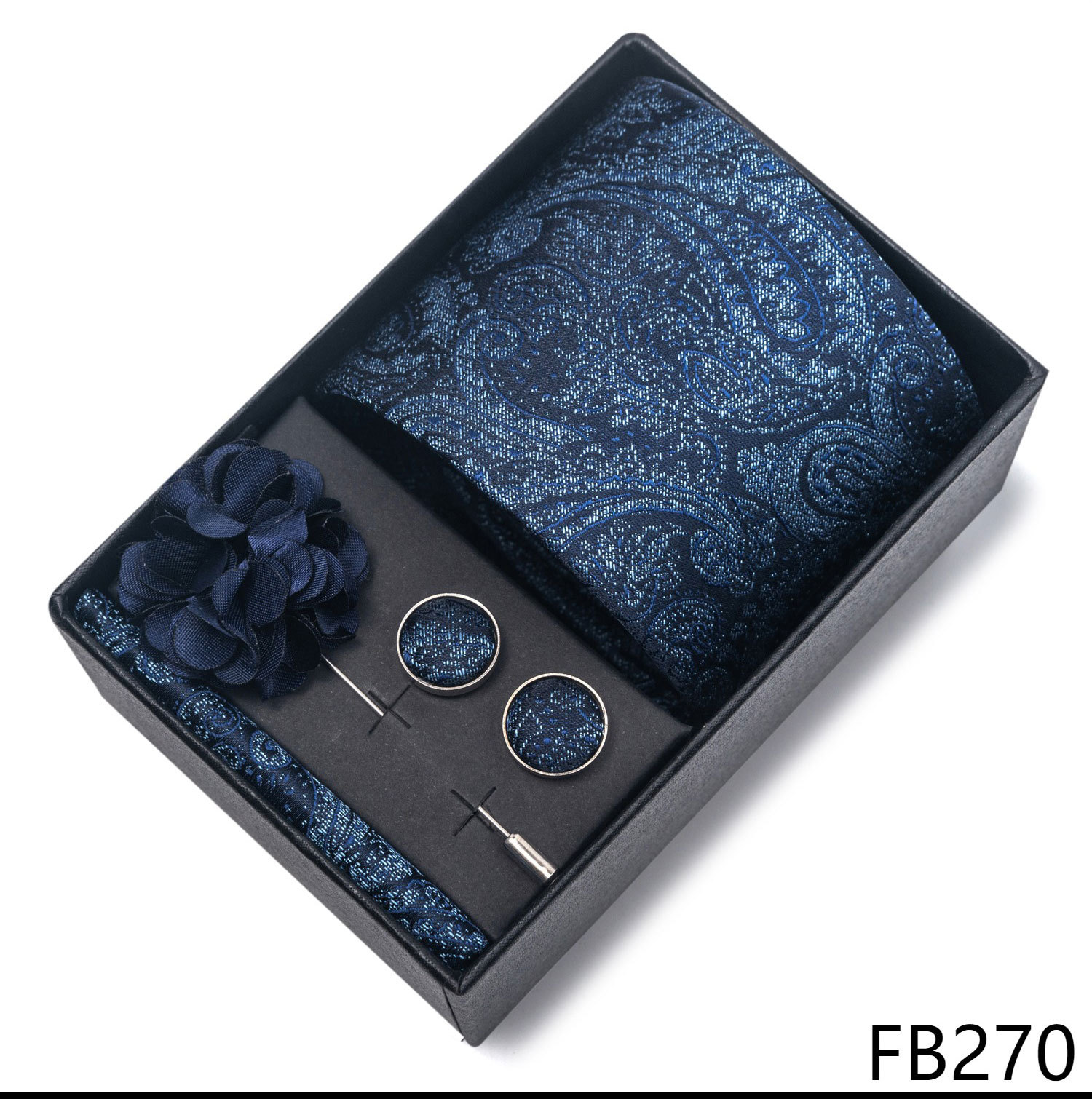 Hochzeits-Bräutigam-Feier Weinrote Krawatte, Herrenanzug-Manschettenknöpfe, Brustblumen-Accessoires-Set-Box_voghion.com