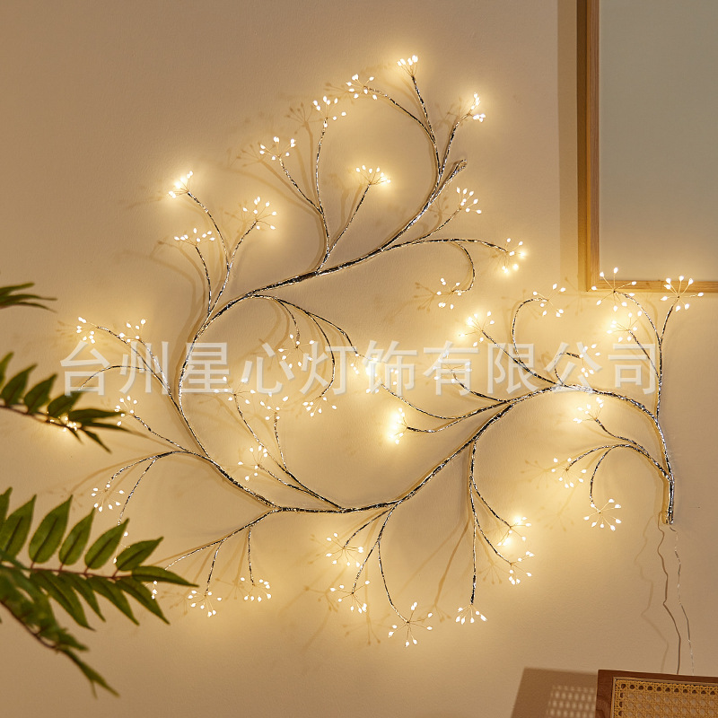 New cross-border LED headlight beaded flower cluster design light, branch light, vine light, room wall decoration light, ambient light