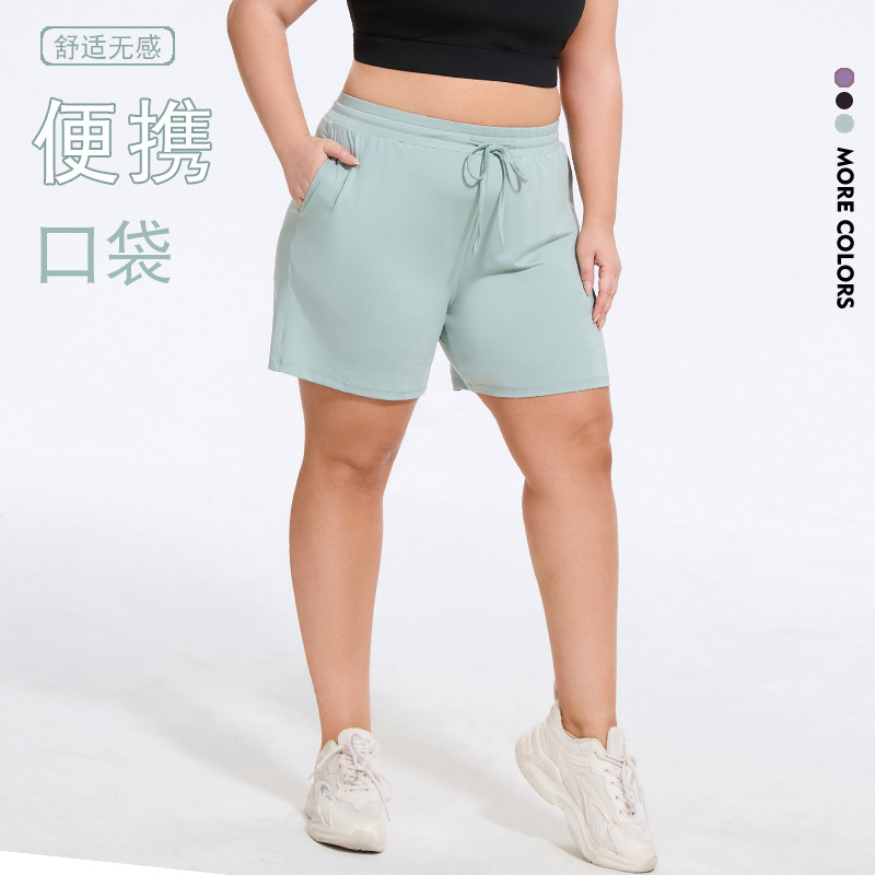 European and American plus size Sports Shorts Women's Loose plus size Quick-drying Five-point Badminton Pants Running Fitness Yoga Pants