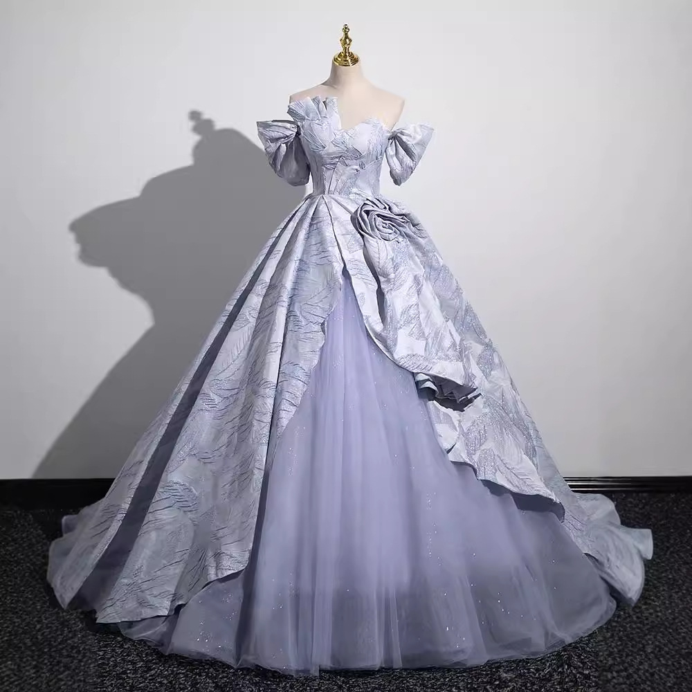 Evening Dress for Women, Blue Banquet, Light Luxury, Birthday Banquet, High-End Satin, Coming-Of-Age Ceremony, Vocal Arts Exam Evening Dress