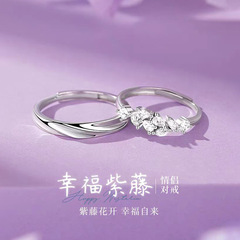 藤の花のカップルリング男性と女性のためのニッチデザインライト高級ハイエンドプレーンリングフラッシュダイヤモンドリング卸売ペアリング
