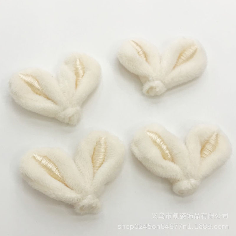 En stock pelo recto piel Orejas de conejo bordado accesorios calcetines muñeca accesorios para el cabello anillo de felpa accesorios lindos orejas