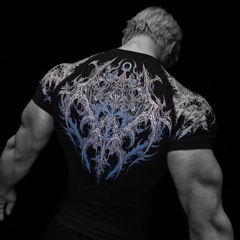 Breathedivinity Trendy Brand Dark Style Men's T-Shirt for Sports, Fitness, Elastic Cycling, Basketball, Exclusively for Cross-Border Sales Breathedivinity Trendy Brand Dark Style Men's T-Shirt for Sports, Fitness, Elastic Cycling, Basketball, Exclusively for Cross-Border Sales