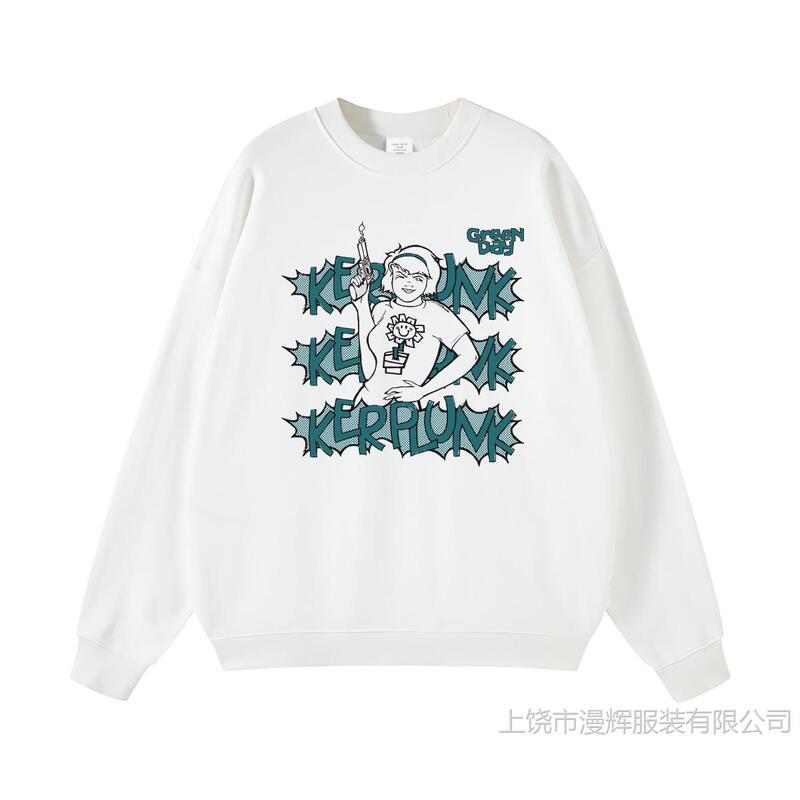 Green Day Rock Band American Street Style Guns N' Roses Black and White Hooded Crewneck Sweatshirt