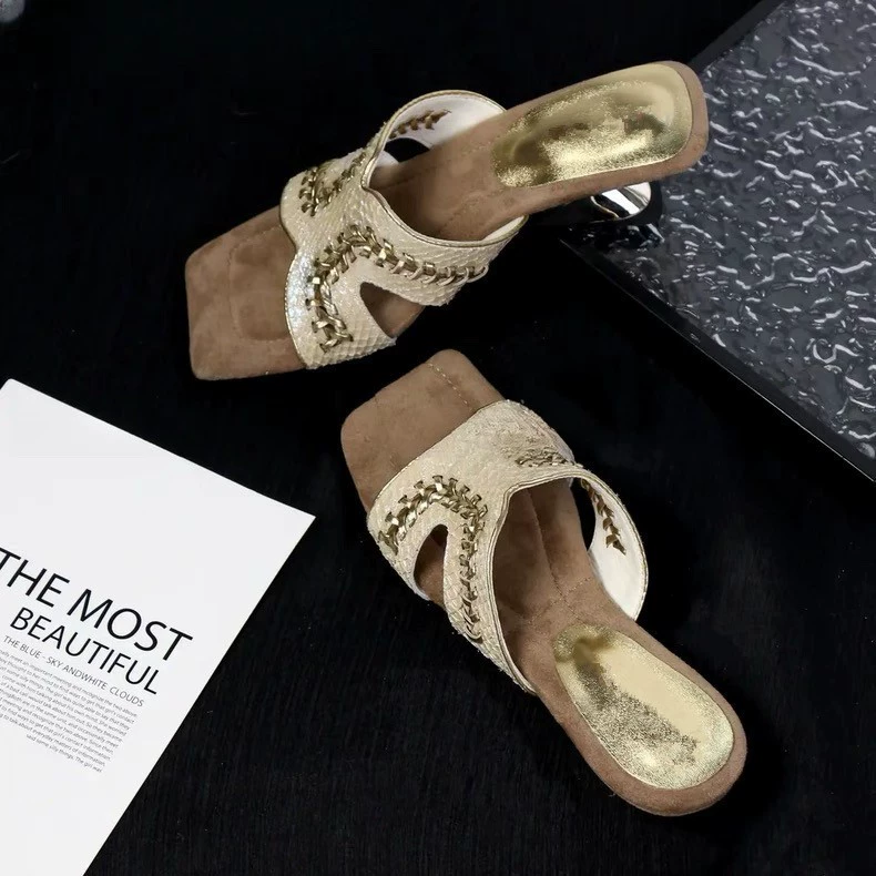 Модные, романтические и нежные женские сандалии в ленивом праздничном стиле во французском стиле, летние уличные тапочки на танкетке с квадратным носком