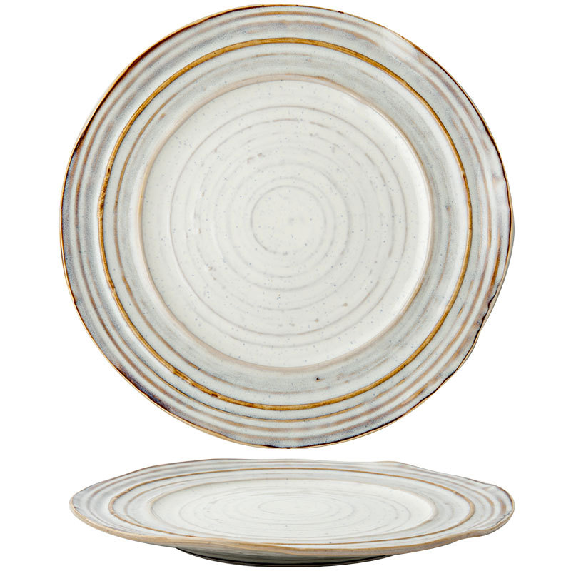 Placa de rosca irregular increíble, placas de cerámica de 7,5 pulgadas, placas de comida occidentales retro, placas de filete de exportación de restaurantes