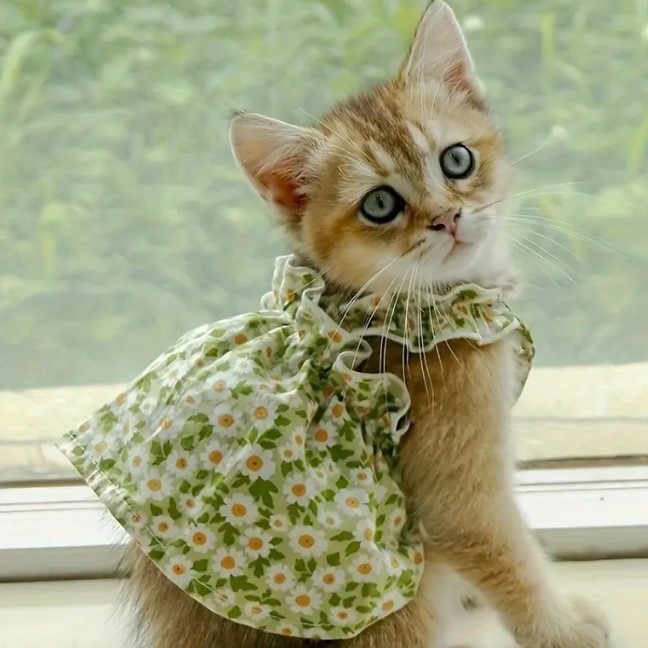 고양이 옷 여름 고양이 귀여운 작은 원피스 공주 스타일 작은 테디 애완 동물 개 옷 동물 꽃