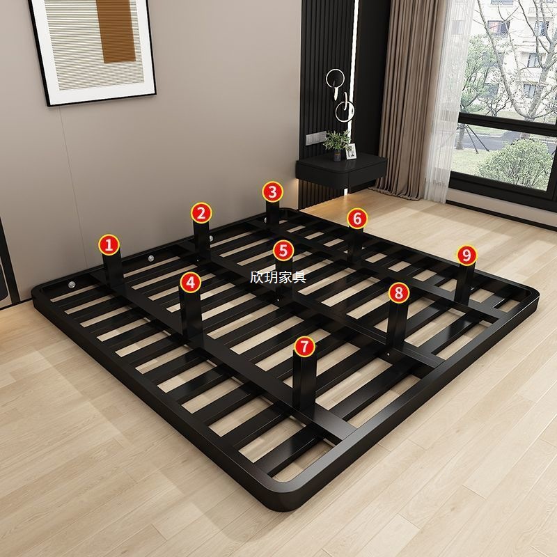 Suspended Bed Frame All-Steel Simple Master Bedroom Without Bedside Wrought Iron Bed Frame Double Bed Adult Apartment Rental House Iron Frame Bed