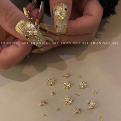 布契拉提ネイルレトロ華やかな要素金属装飾品十字のひし形にダイヤモンドを入れた軽い豪華な合金ジルコン
