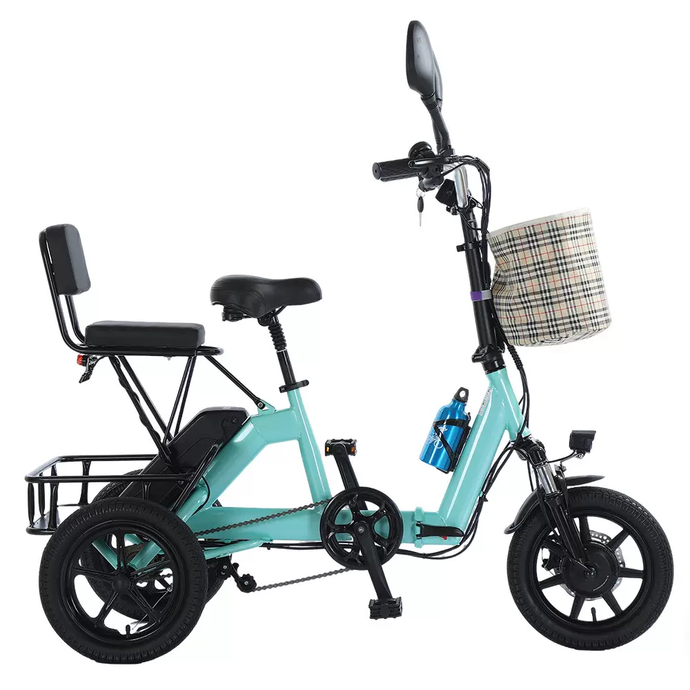 14寸休闲娱乐城市代步接娃脚踏助力三轮车