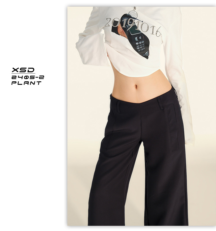 垂感宽松低腰喇叭西裤女2024秋季新款显瘦微喇休闲裤女(配腰带）详情11