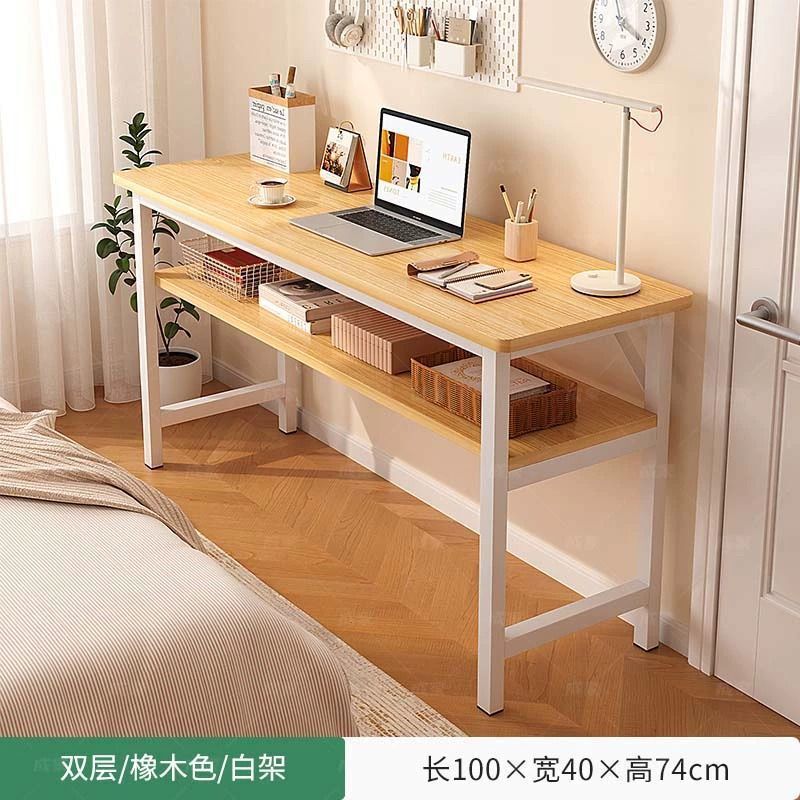长条桌简易书桌电脑桌家用卧室学生学习桌长方形工作台双层小桌子|undefined