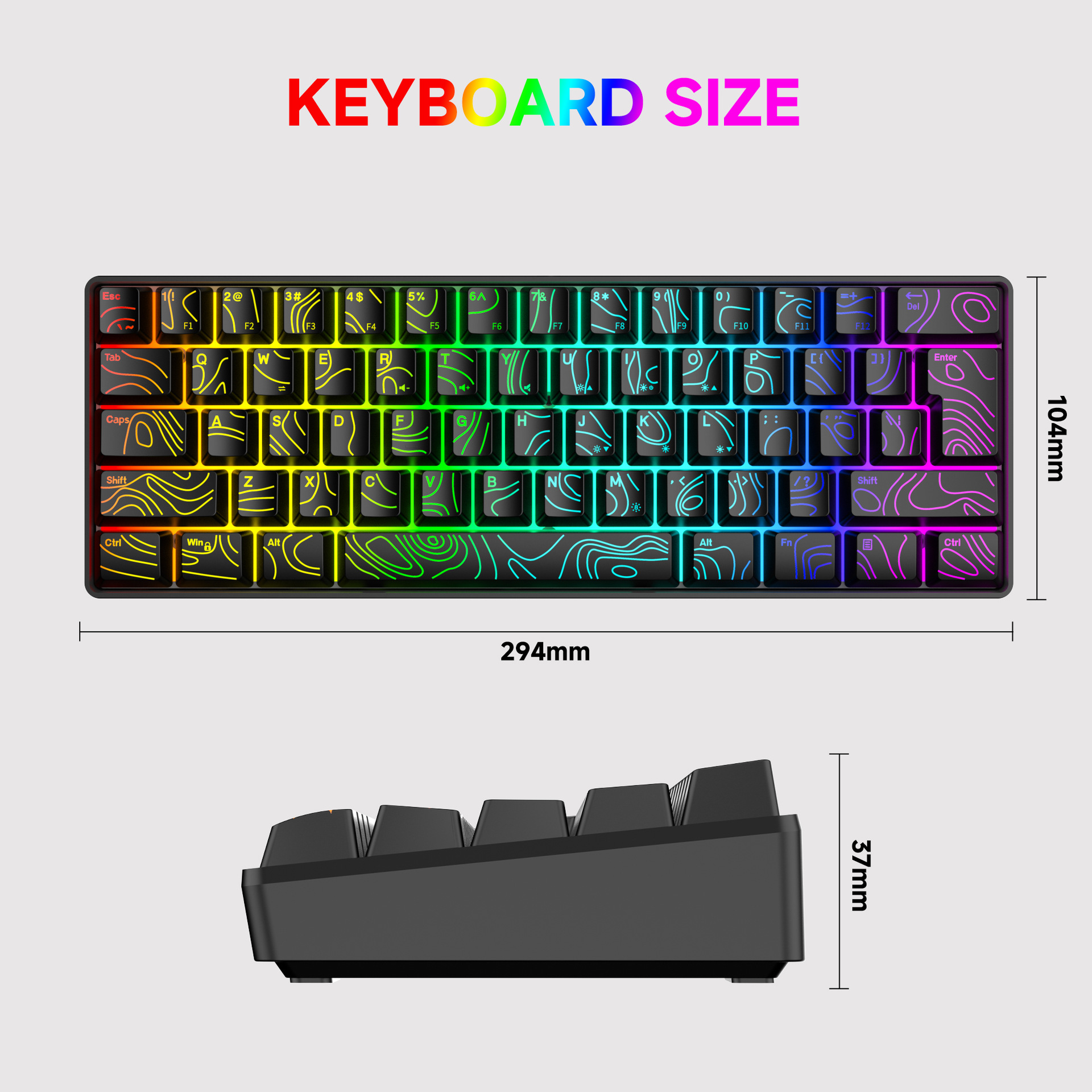 61 tuşlu RGB oyun kablolu klavye ve fare seti renkli MINI mekanik olmayan film siyah beyaz bilgisayar klavyesi