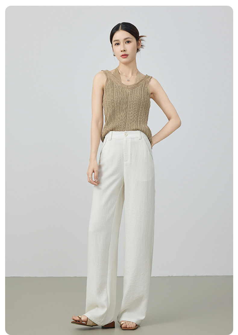Quần culottes nữ ống rộng cạp cao vải lanh pha mùa hè — Màu sắc chi tiết 20
