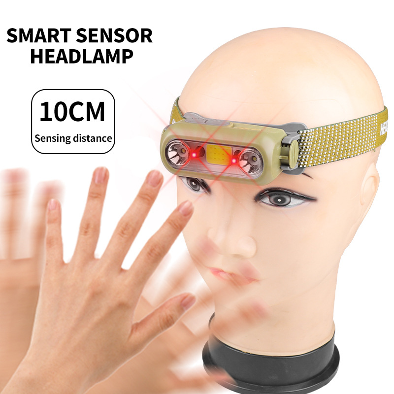 New XPE+COB Induction Strong Light USB Charging Outdoor Lightweight Night Running Cycling Lighting Headlamp_desvips.com