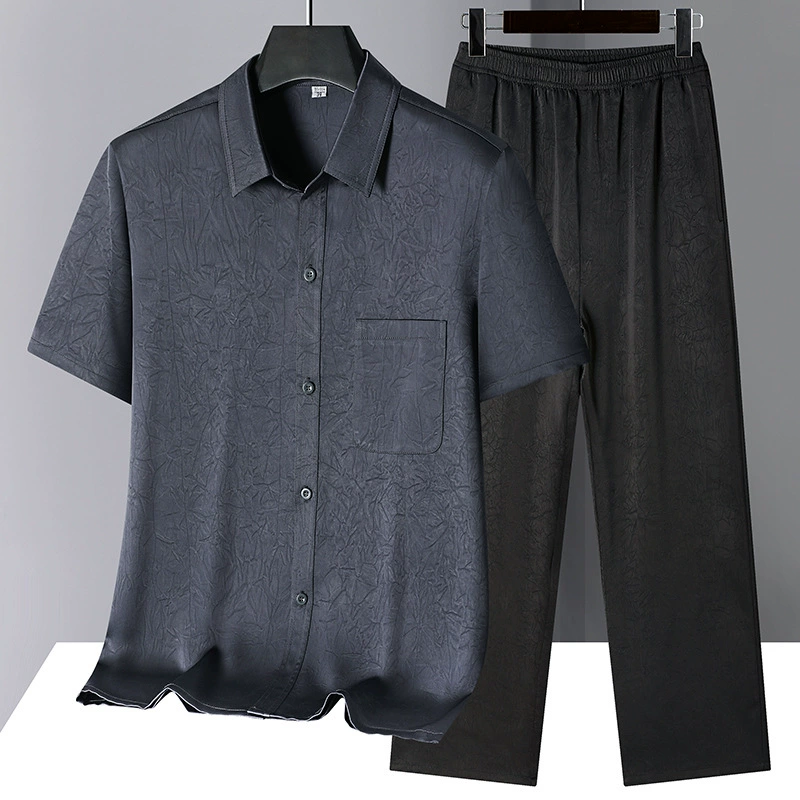 Мужской короткий костюм Тан, лето 2025, новая мужская одежда для среднего и пожилого возраста, китайский стиль, повседневный костюм для папы, комплект из двух предметов