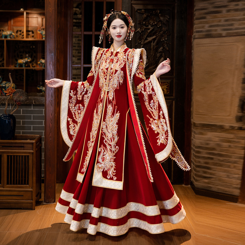 2026 New Style Ming-Style Hanfu for Weddings, Large Size Bridal Attire with Large Sleeves, Xiuhe Dress