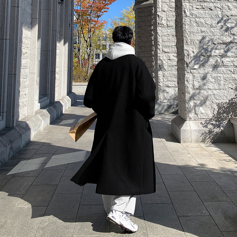 ASCLO otoño e invierno nuevo abrigo de lana largo de alta calidad abrigo grueso de lana de estilo coreano de moda de los hombres de longitud media