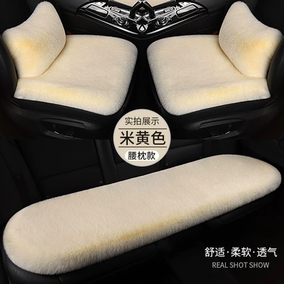 Wool pad — Seat Cushion Single Piece Square Cushion - beige-three-piece-set-2-waist-pillows