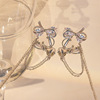 Fashionable ear clips with bow with tassels, advanced earrings, 2022 collection, bright catchy style, high-quality style