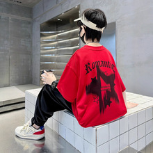 男童短袖套装夏季2025新款中大儿童夏装潮牌男孩防蚊裤两件套痞帅