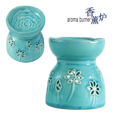 Large cargo supply L12-1 Binglie blue Lotus ceramics Aroma stove Wax furnace Aromatherapy furnace candle Vaporizer