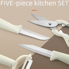 Kitchen 5-piece set fruit cutting knife set with storage stand melon scoop baby food knife set kitchen small tools