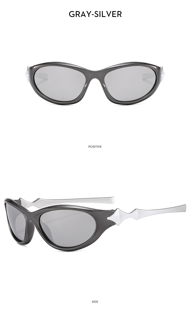 45g Weight Full Frame Glasses Structure Sunglasses Classification PC, UV400 Protection Lens Material Special-Shaped Mirror Glasses Style Outdoor, Travel Occasion Geometric Pattern Unisex Gender Streetwear Style Streetwear Geometric PC UV400 Protection Special-Shaped Mirror Full Frame Men's Sunglasses 14