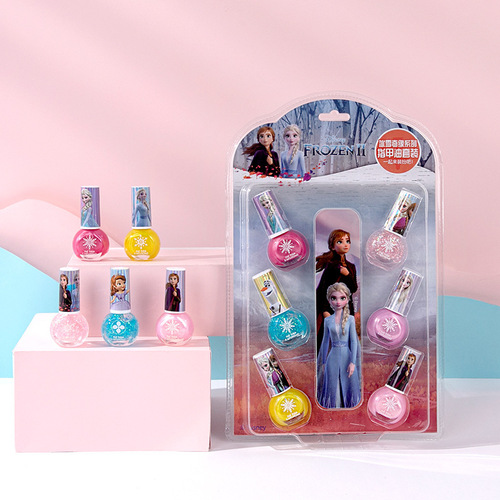Disney Princess Elsa Little Girls Children's Nail Polish Water-Based Peel-Off Girls Nail Art Set Toy