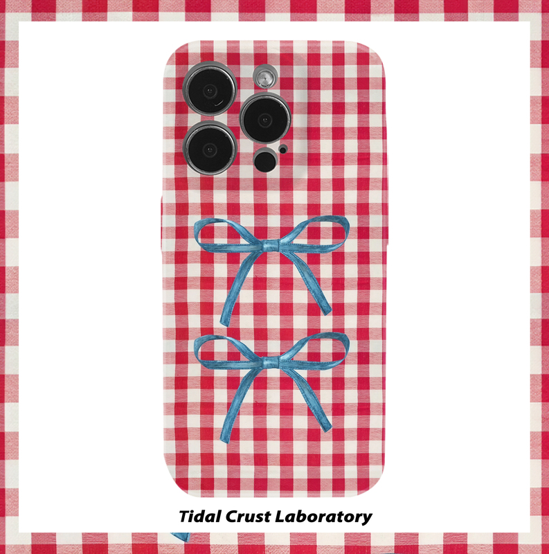Retro Red Plaid Bow Niche Film Two-In-One Mobile Phone Case Suitable for Apple 17Nova14 Huawei P70M Retro Red Plaid Bow Niche Film Two-In-One Mobile Phone Case Suitable for Apple 17Nova14 Huawei P70M