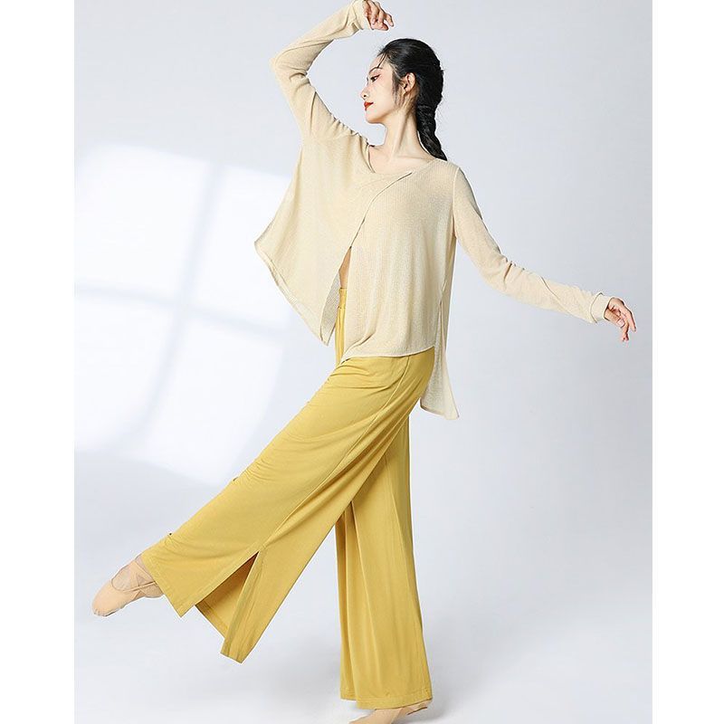 2025 New Classical Dance Practice Clothes Slimming Look Women's Elegant Performance Clothes Modern Dance Loose Tops Black Gauze Clothes