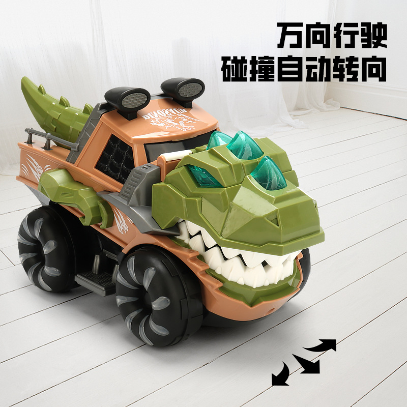 Nuevo dinosaurio eléctrico ingeniería vehículo universal para caminar música luz Tyrannosaurus modelo dinosaurio carro puesto de juguete