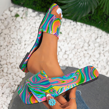 K 37101 Rainbow Round Toe Slide Sandals �ʺ�ɫԲͷһ����
