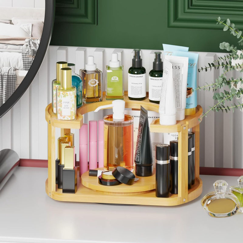 Home kitchen spice rotating rack wooden spice rack kitchen turntable spice storage rack storage room seasoning