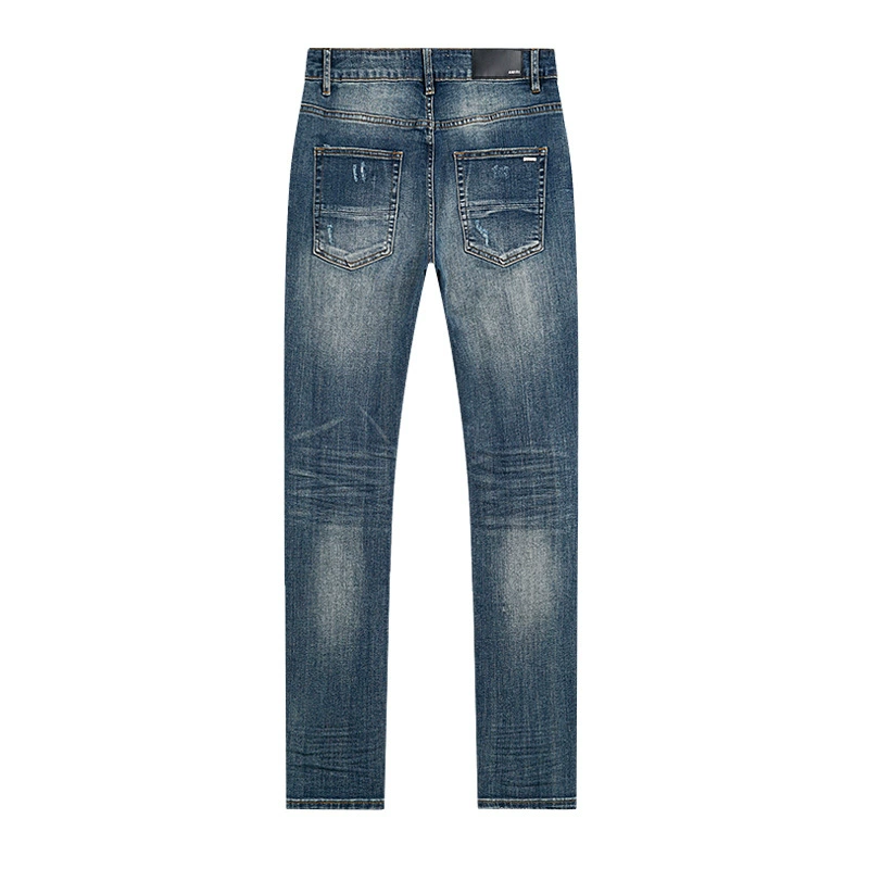 2025 весна и осень новый AMI Hole Patch Stretch Slim Casual Small Foot Jeans One Piece Wholesale Dropshipping