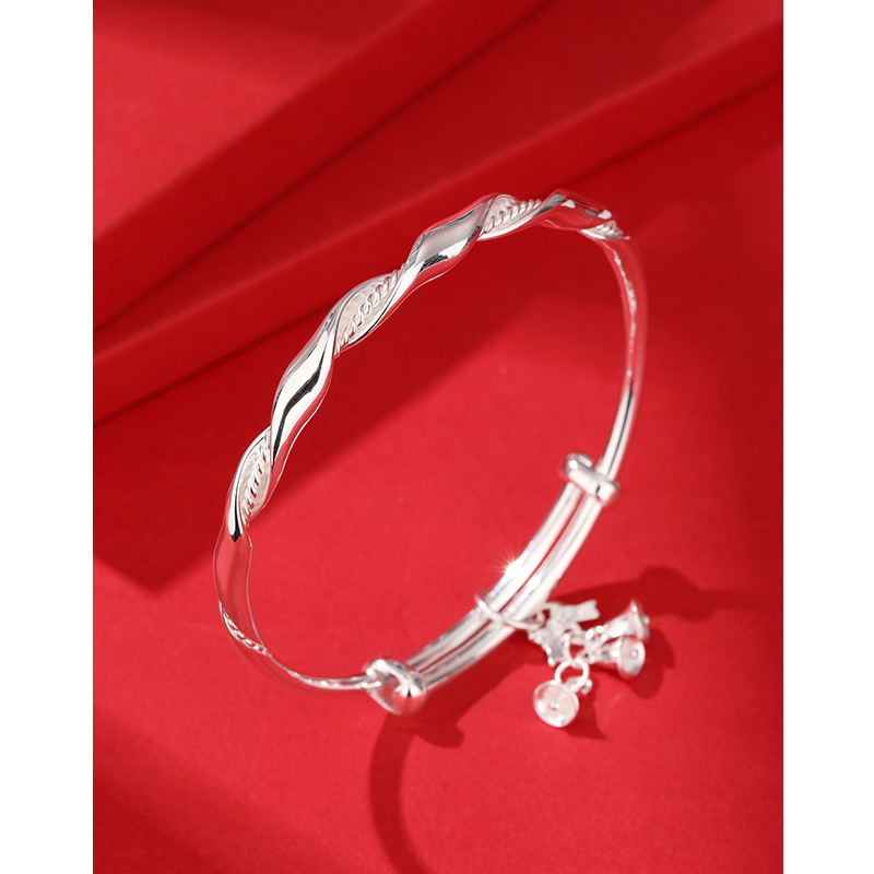 999 plata esterlina orquídea pulsera de plata hembra Campana de cáñamo patrón Push-Pull sólido joven nicho diseño pulsera de plata pura
