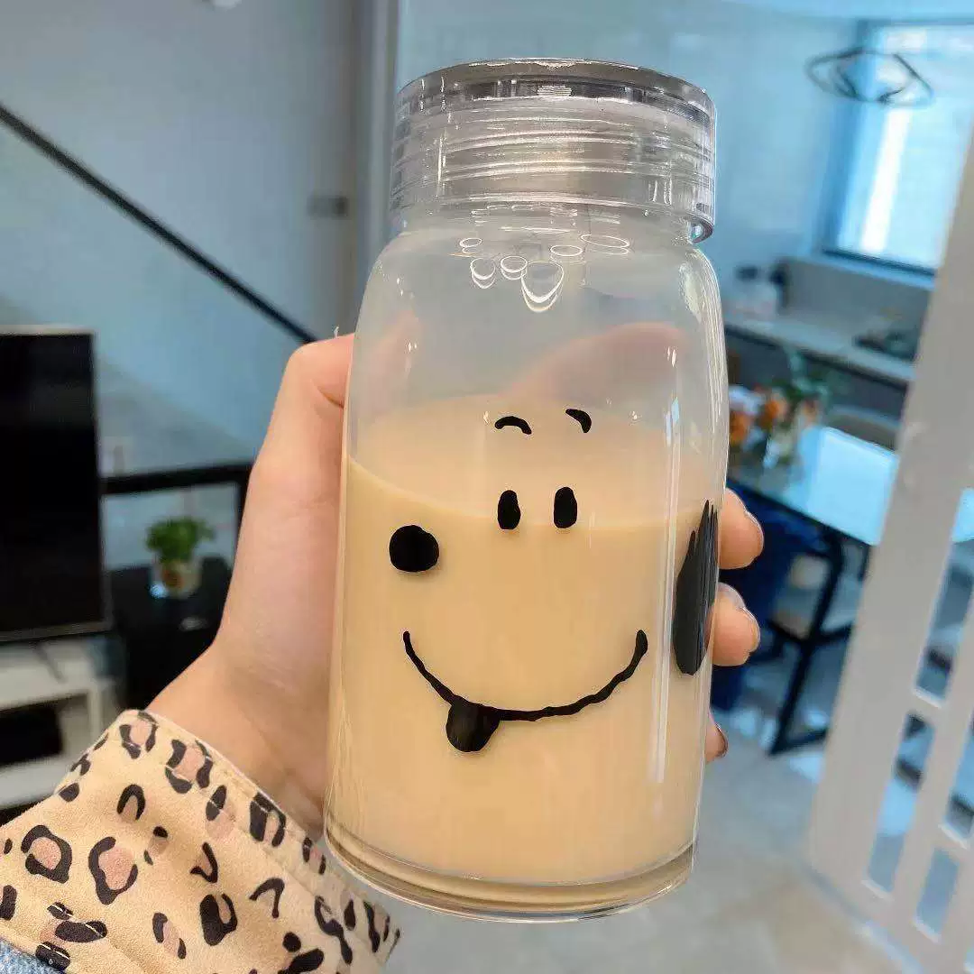 Красивый Bear Glass водяная бутылка, 450 мл толченое стекло чашка, Cartoon в стиле Ins