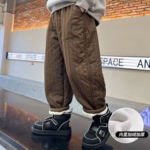 男童冬装加绒裤子秋冬款棉裤2024新款大儿童加厚保暖一体绒冬季潮