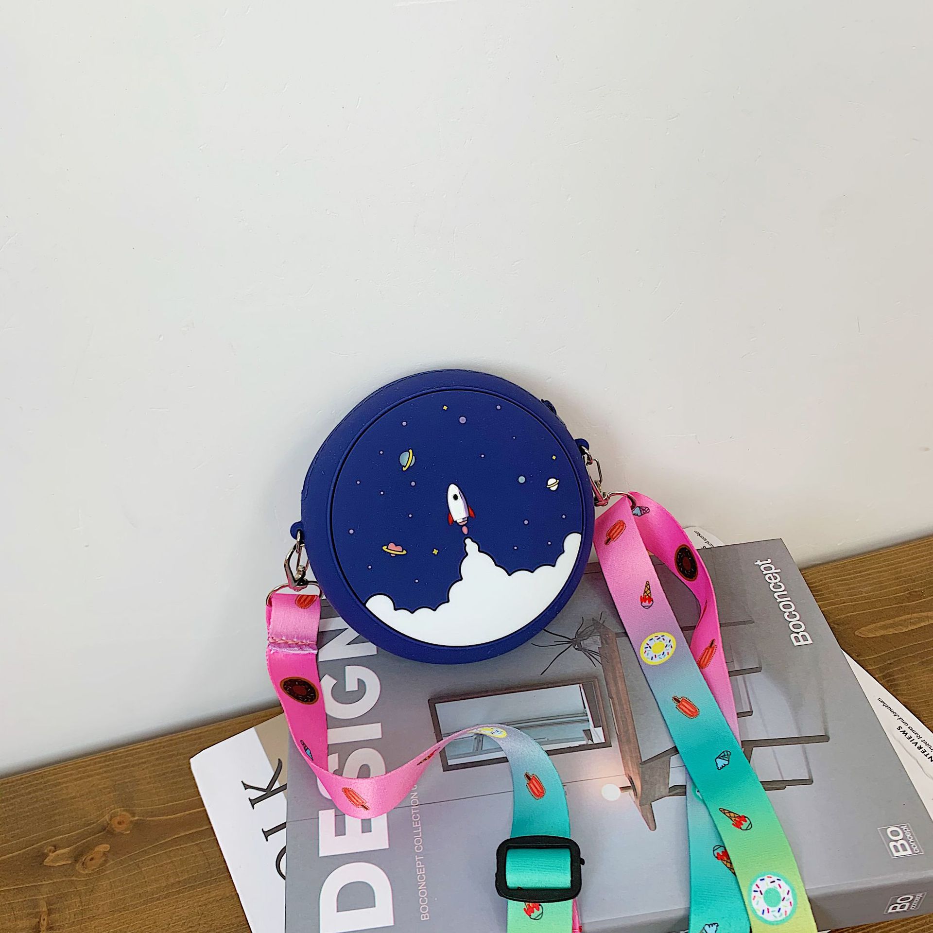 INS Nuevo Arco Iris donut mini niños niñas de silicona bolsa de mensajero del hombro de la princesa monedero bolso de las mujeres